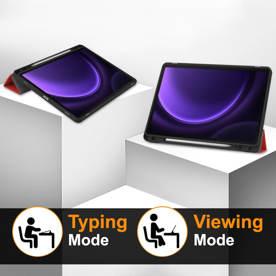 Trifold (Sleep/Wake) Smart Case & Stand for Samsung Galaxy Tab S9 FE / S10 FE - Red