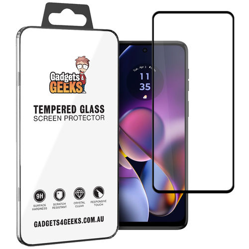 Full Coverage Tempered Glass Screen Protector for Motorola Moto G54 - Black