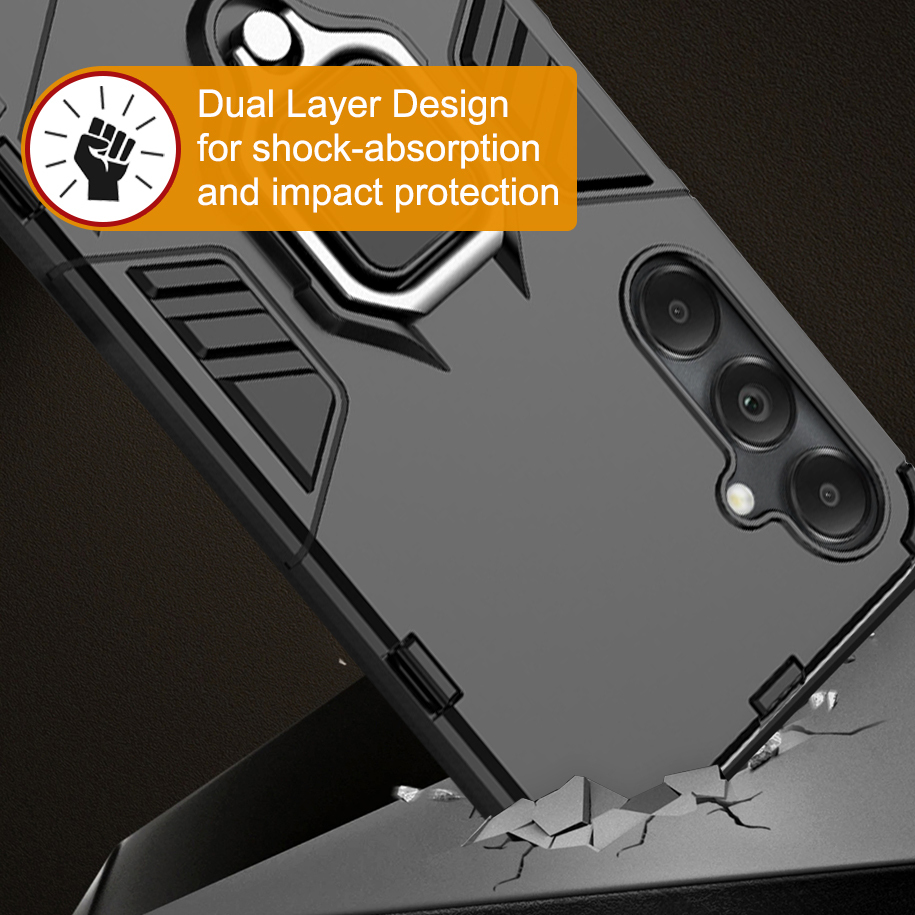 Slim Armour Tough Shockproof Case / Ring Holder for Samsung Galaxy A05s - Black