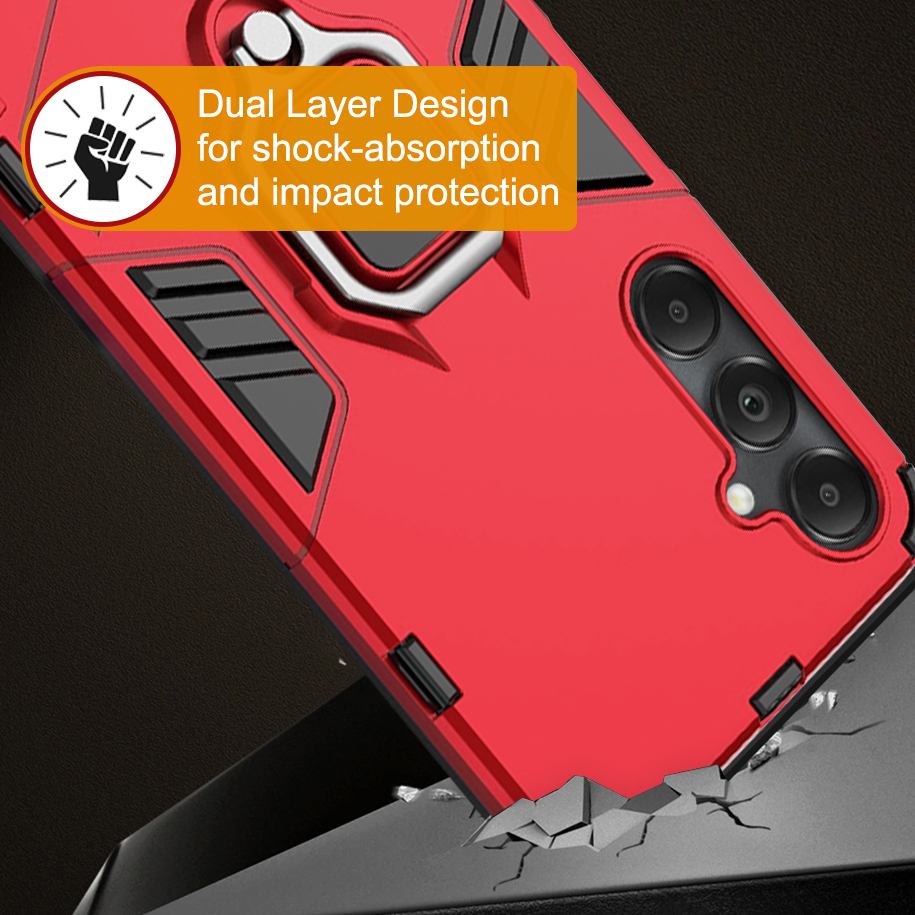 Slim Armour Tough Shockproof Case / Ring Holder for Samsung Galaxy A05s - Red