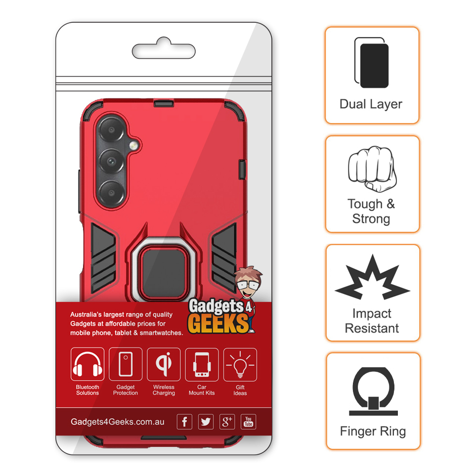 Slim Armour Tough Shockproof Case / Ring Holder for Samsung Galaxy A05s - Red
