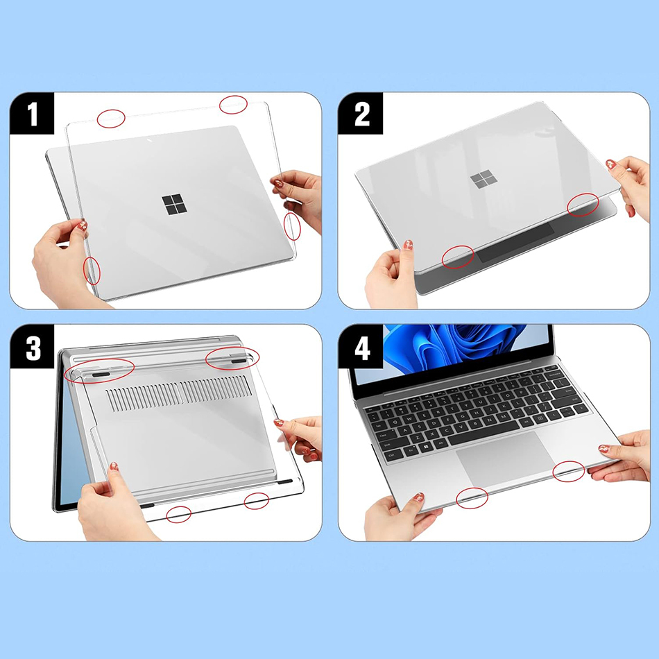Glossy Hard Case for Microsoft Surface Laptop Go 3 2 Clear