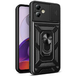 Heavy Duty Shockproof Case / Slide Camera Cover for Motorola Moto G14 - Black