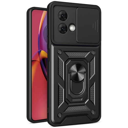 Heavy Duty Shockproof Case / Slide Camera Cover for Motorola Moto G84 - Black