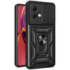 Heavy Duty Shockproof Case / Slide Camera Cover for Motorola Moto G84 - Black