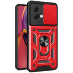 Heavy Duty Shockproof Case / Slide Camera Cover for Motorola Moto G84 - Red