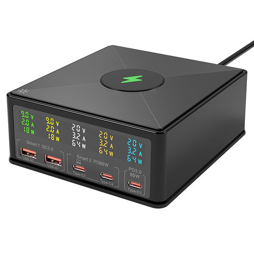 6-in-1 (160W) Charging Station / USB Type-C (PD) / QC 3.0 / Power Display / Wireless Charger