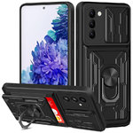 Heavy Duty Shockproof Slide Case / Card Holder / Camera Cover for Samsung Galaxy S20 FE