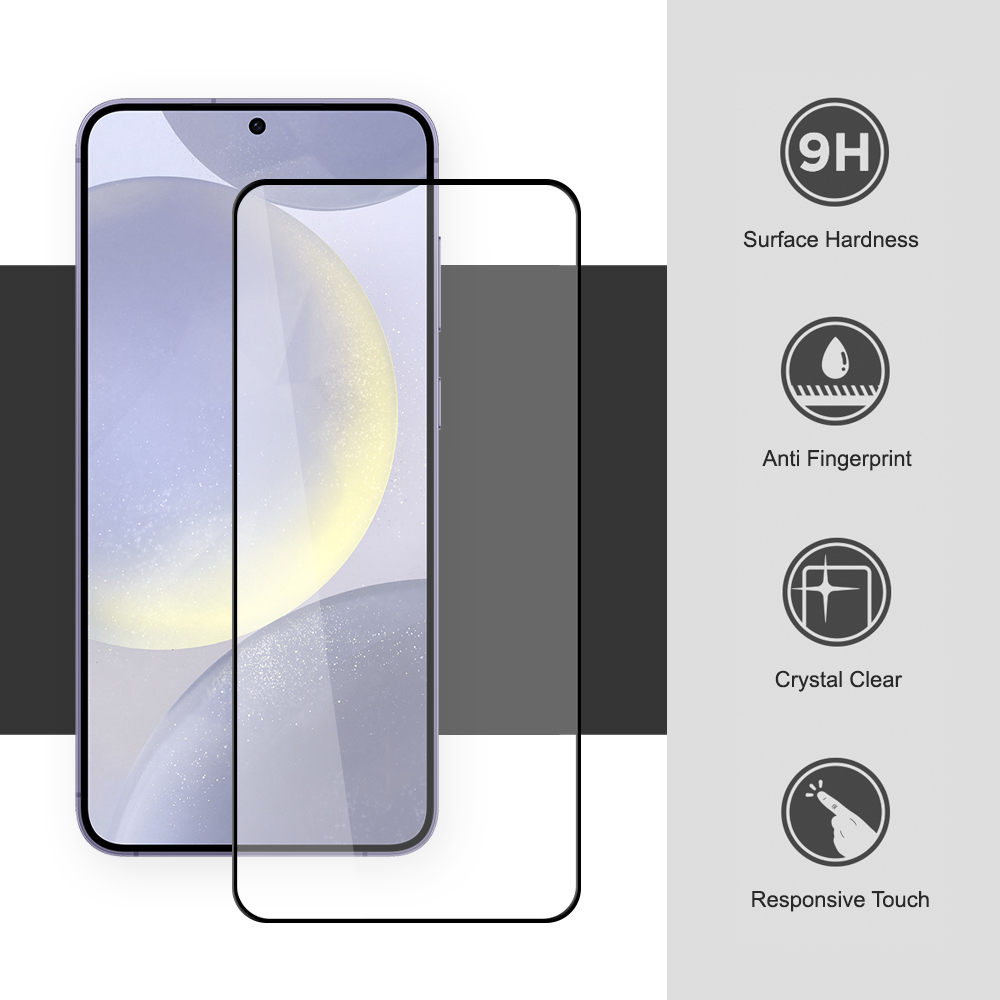 Full Coverage Tempered Glass Screen Protector for Samsung Galaxy S24+ (Black)