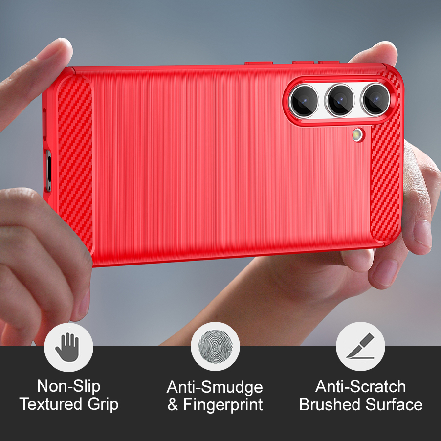 Flexi Slim Carbon Fibre Case for Samsung Galaxy S24 - Brushed Red