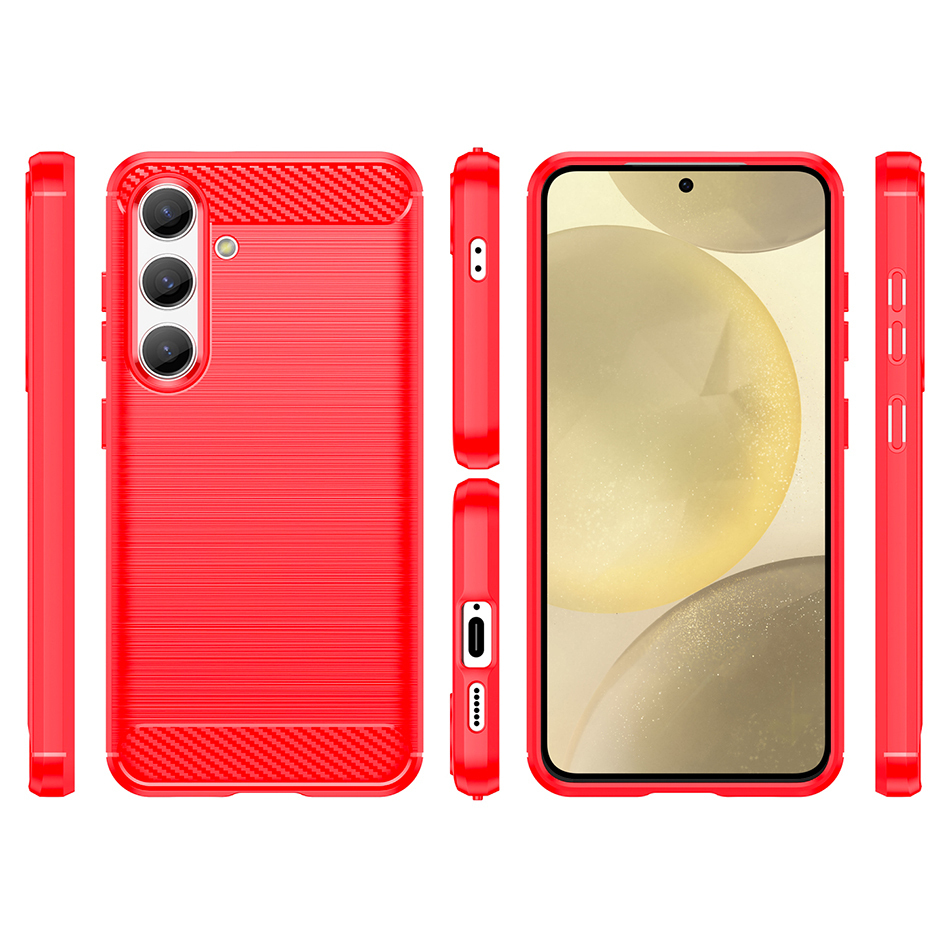 Flexi Slim Carbon Fibre Case for Samsung Galaxy S24 - Brushed Red