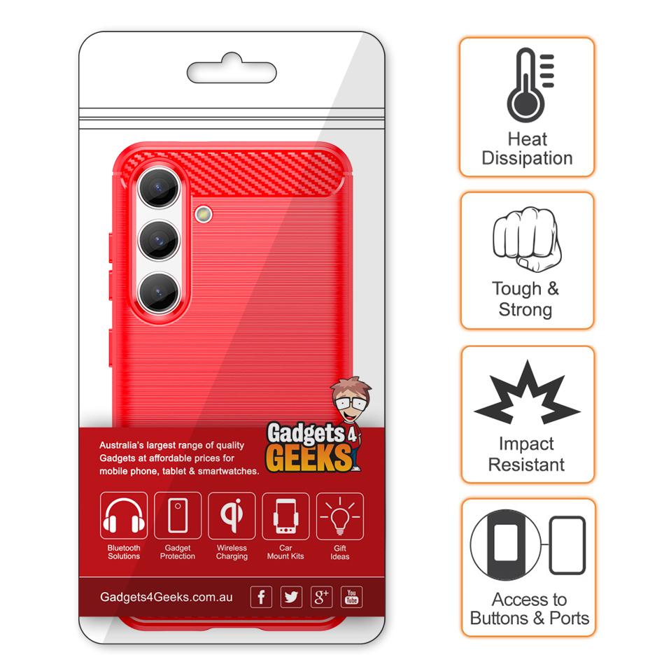 Flexi Slim Carbon Fibre Case for Samsung Galaxy S24 - Brushed Red