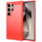 Flexi Slim Carbon Fibre Case for Samsung Galaxy S24 Ultra - Brushed Red