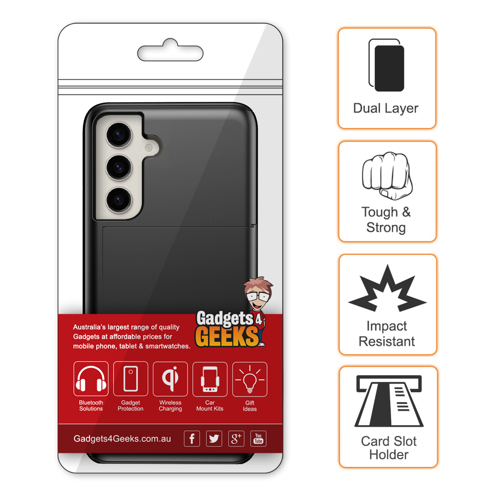 Tough Armour Slide Case & Card Holder for Samsung Galaxy S24 - Black