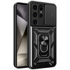 Heavy Duty Shockproof Case / Slide Camera Cover for Samsung Galaxy S24 Ultra - Black