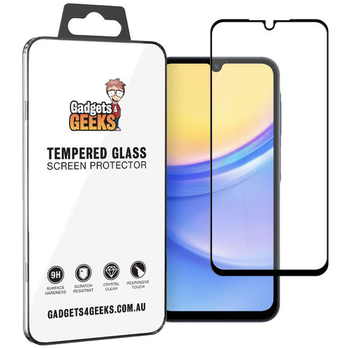 Full Coverage Tempered Glass Screen Protector for Samsung Galaxy A15 5G - Black
