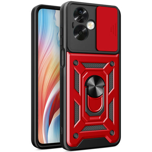 Heavy Duty Shockproof Case / Slide Camera Cover for Oppo A79 5G - Red