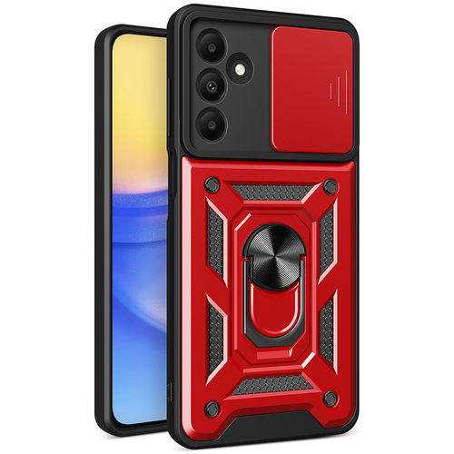 Heavy Duty Shockproof Case / Slide Camera Cover for Samsung Galaxy A15 5G - Red