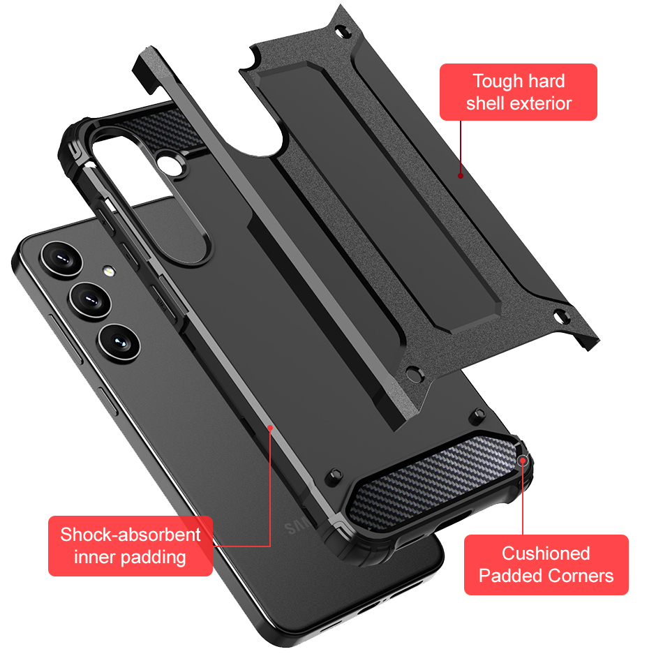 Military Defender Tough Shockproof Case for Samsung Galaxy S24+ (Black)