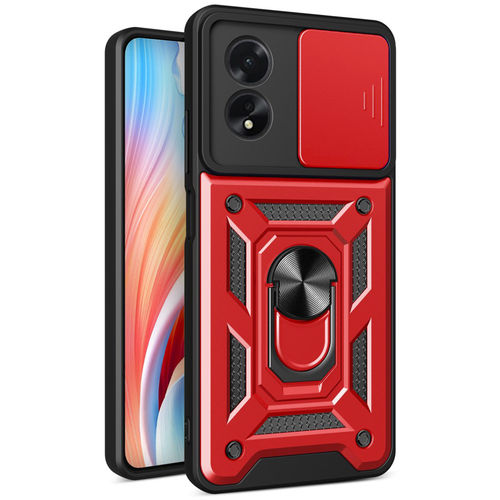 Heavy Duty Shockproof Case / Slide Camera Cover for Oppo A18 / A38 4G - Red