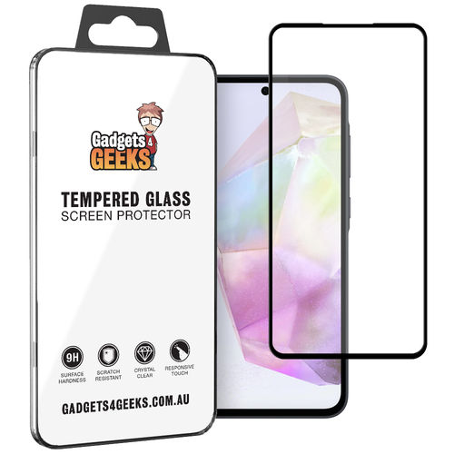 Full Coverage Tempered Glass Screen Protector for Samsung Galaxy A35 5G - Black
