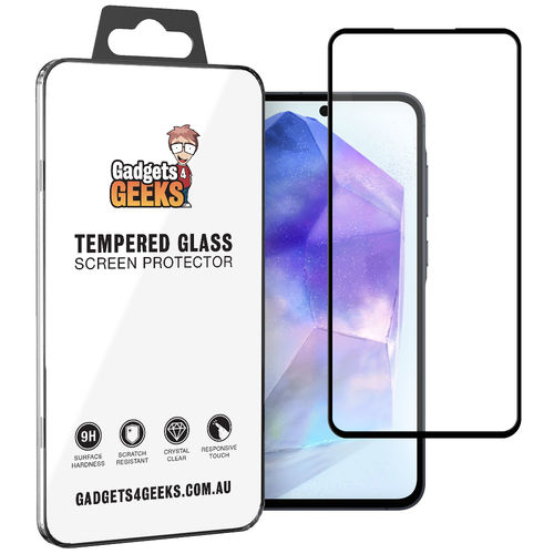 Full Coverage Tempered Glass Screen Protector for Samsung Galaxy A55 5G - Black
