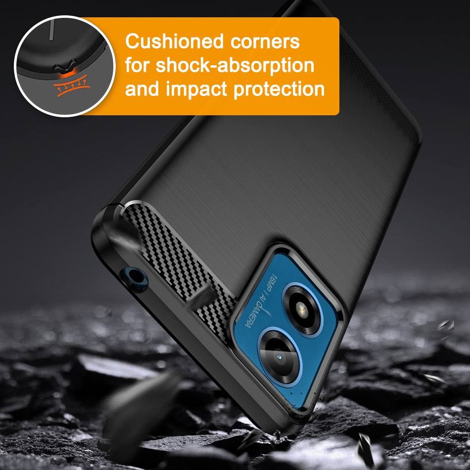 Flexi Slim Carbon Fibre Case for Motorola Moto G04 / G24 / E14 - Brushed Black