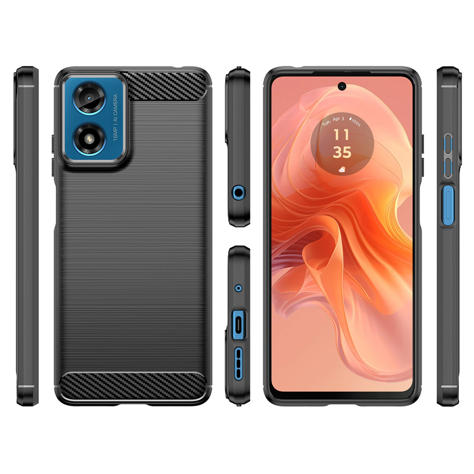 Flexi Slim Carbon Fibre Case for Motorola Moto G04 / G24 / E14 - Brushed Black