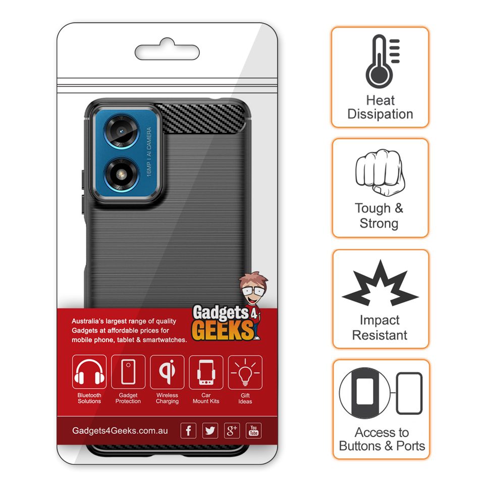 Flexi Slim Carbon Fibre Case for Motorola Moto G04 / G24 / E14 - Brushed Black