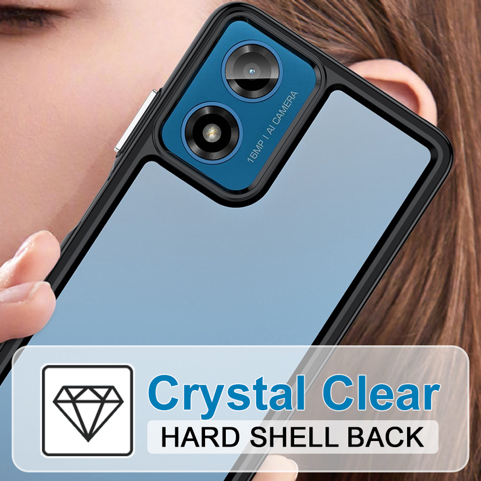 Hybrid Acrylic Tough Shockproof Case for Motorola Moto G04 / G24 / E14 - Black (Frame)