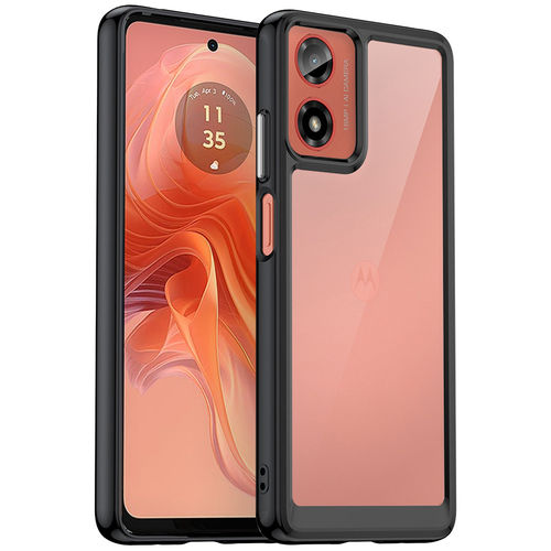 Hybrid Acrylic Tough Shockproof Case for Motorola Moto G04 / G24 / E14 - Black (Frame)