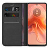 Leather Wallet Case & Card Holder Pouch for Motorola Moto G04 / G24 / E14 - Black