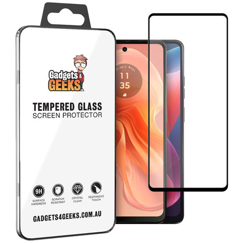 Full Coverage Tempered Glass Screen Protector for Motorola Moto G04 / G24 / E14 - Black