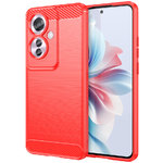 Flexi Slim Carbon Fibre Case for Oppo Reno11 F - Brushed Red