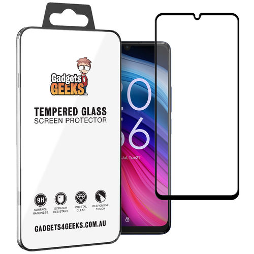 Full Coverage Tempered Glass Screen Protector for TCL 505 - Black