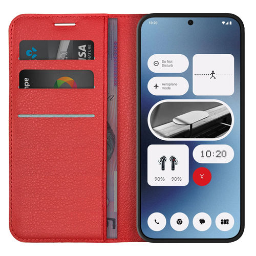 Leather Wallet Case & Card Holder Pouch for Nothing Phone (2a) / (2a) Plus - Red