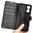 Leather Wallet Case & Card Holder Pouch for TCL 50 SE - Black