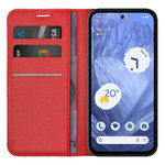 Leather Wallet Case & Card Holder Pouch for Google Pixel 8a - Red