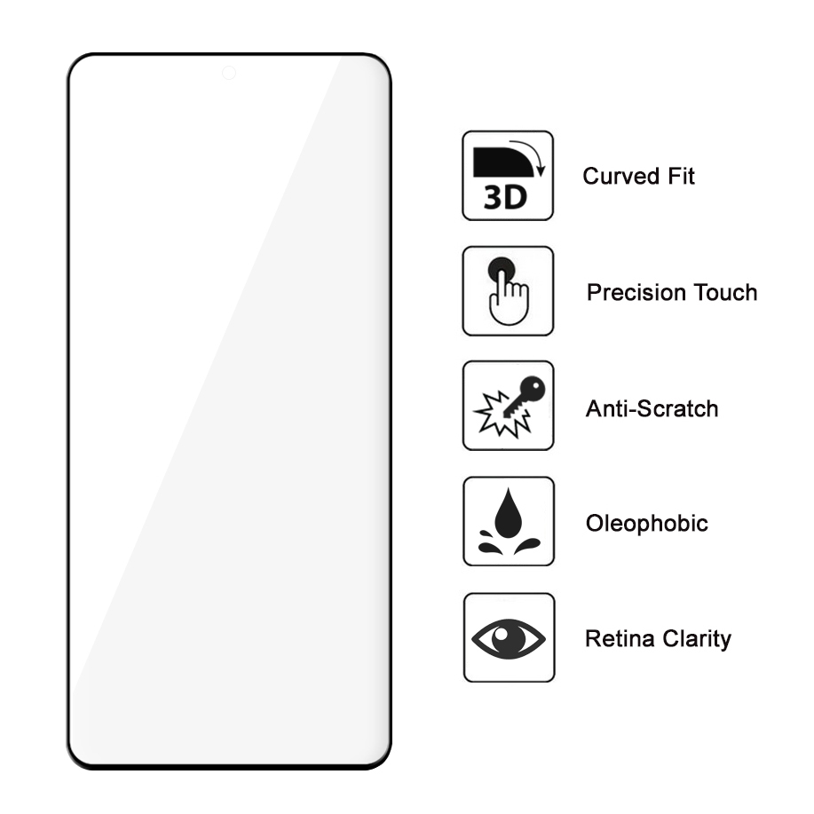 3D Curved Tempered Glass Screen Protector for Motorola Edge 50 Pro - Black