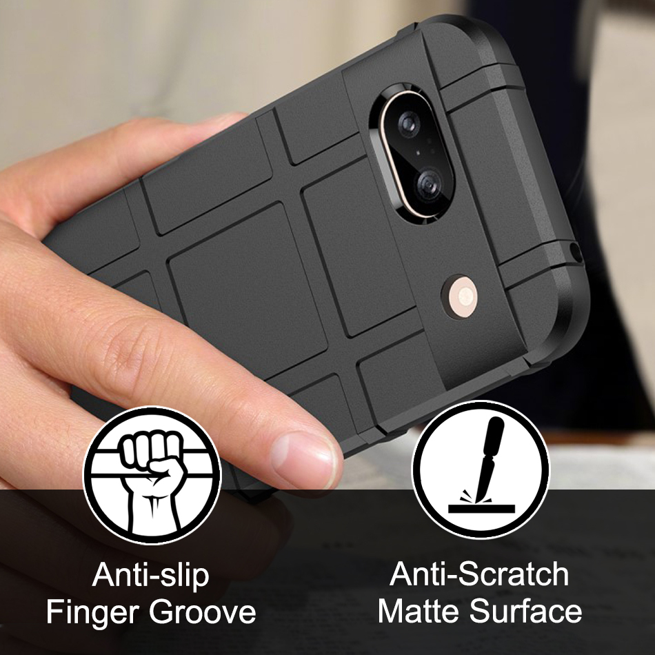 Anti-Shock Grid Texture Tough Shockproof Case for Google Pixel 8a - Black
