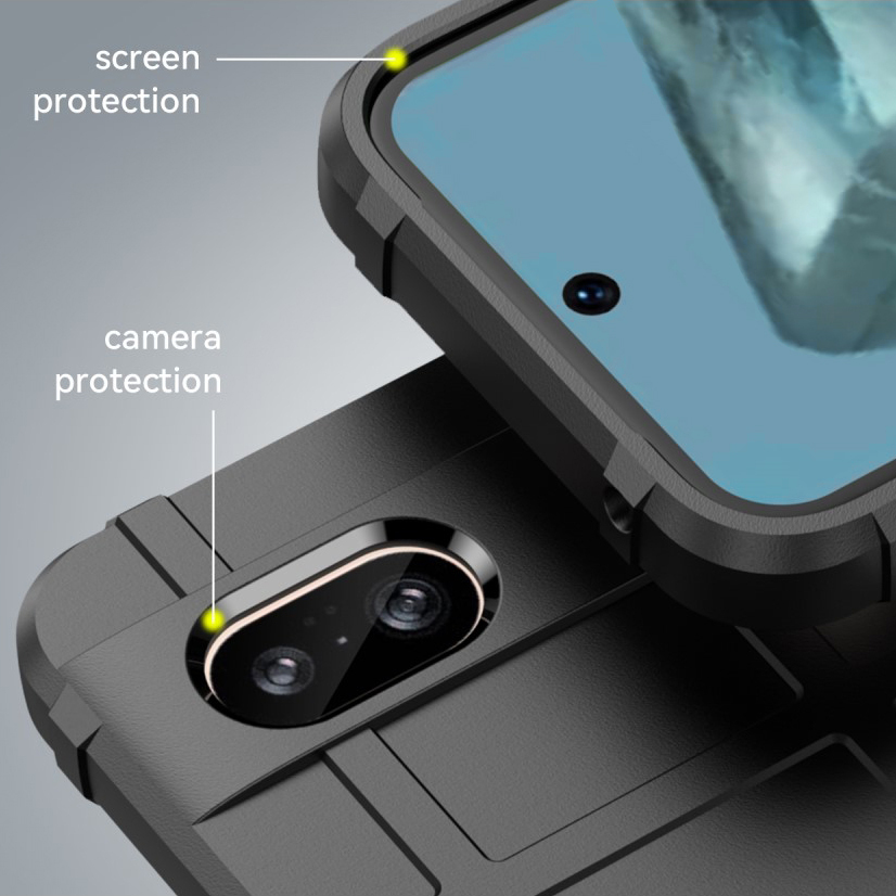 Anti-Shock Grid Texture Tough Shockproof Case for Google Pixel 8a - Black