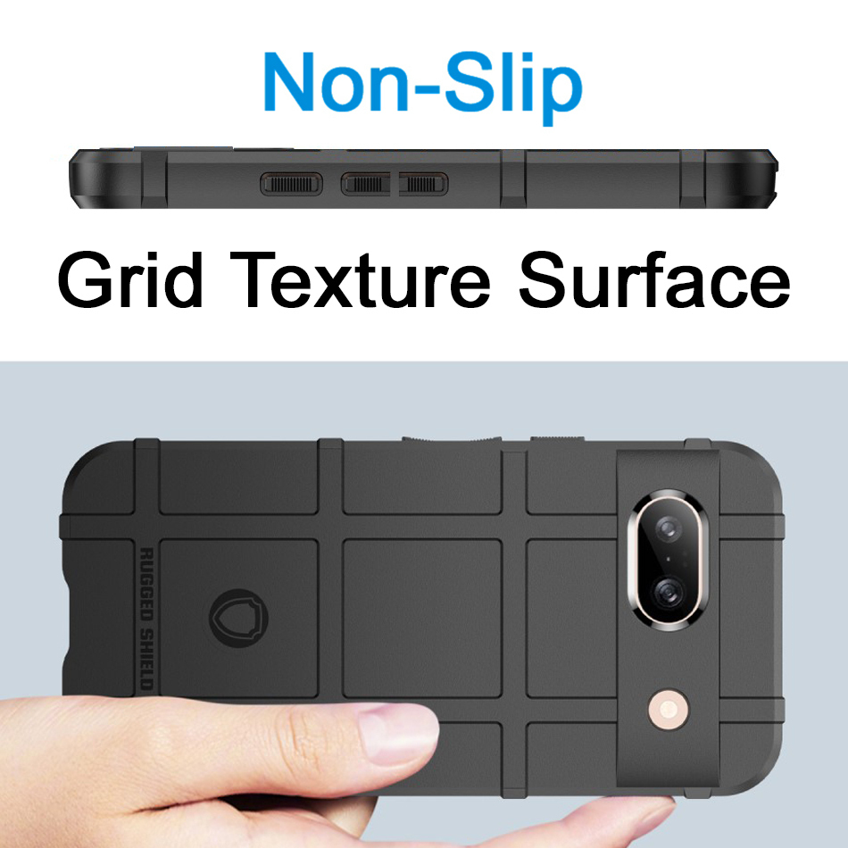 Anti-Shock Grid Texture Tough Shockproof Case for Google Pixel 8a - Black
