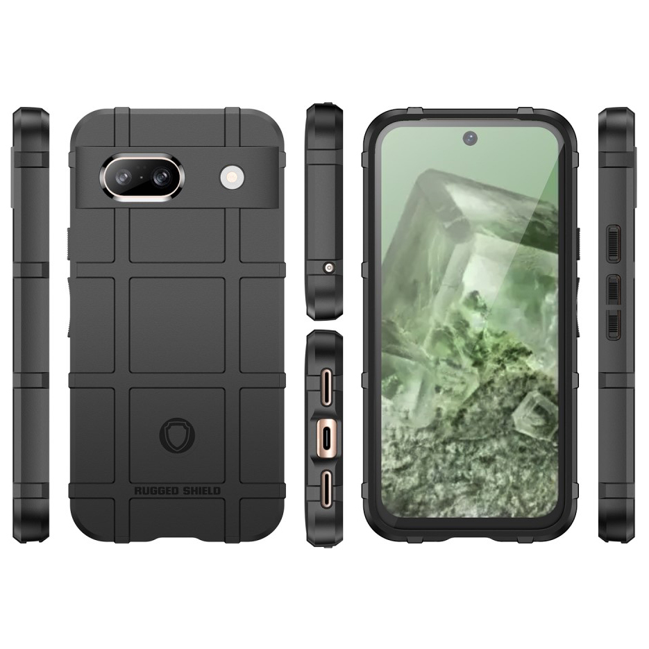 Anti-Shock Grid Texture Tough Shockproof Case for Google Pixel 8a - Black