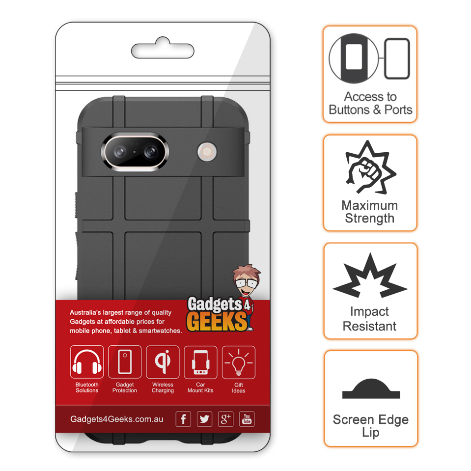 Anti-Shock Grid Texture Tough Shockproof Case for Google Pixel 8a - Black