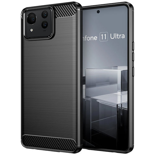Flexi Slim Carbon Fibre Case for Asus Zenfone 11 Ultra - Brushed Black
