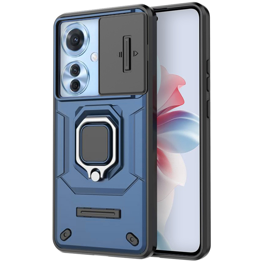 Heavy Duty Shockproof Case / Slide Camera Cover for Oppo Reno11 F - Blue
