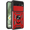 Heavy Duty Shockproof Case / Slide Camera Cover for Google Pixel 8 - Red