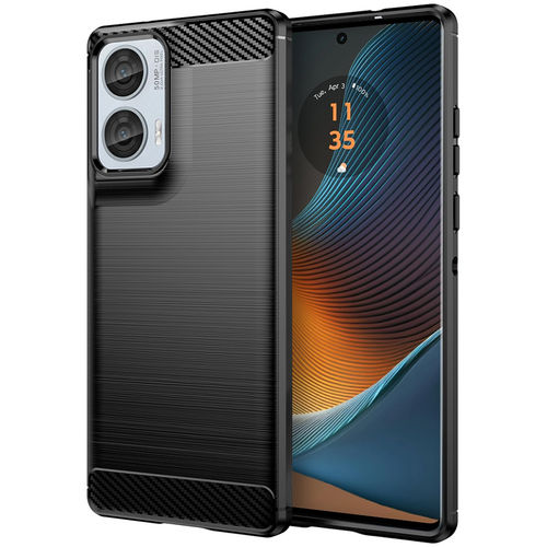 Flexi Slim Carbon Fibre Case for Motorola Edge 50 Fusion - Brushed Black