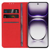 Leather Wallet Case & Card Holder Pouch for Oppo Reno12 5G - Red