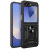 Slim Armour Shockproof Case / Finger Ring Stand for Samsung Galaxy Z Flip6 - Black